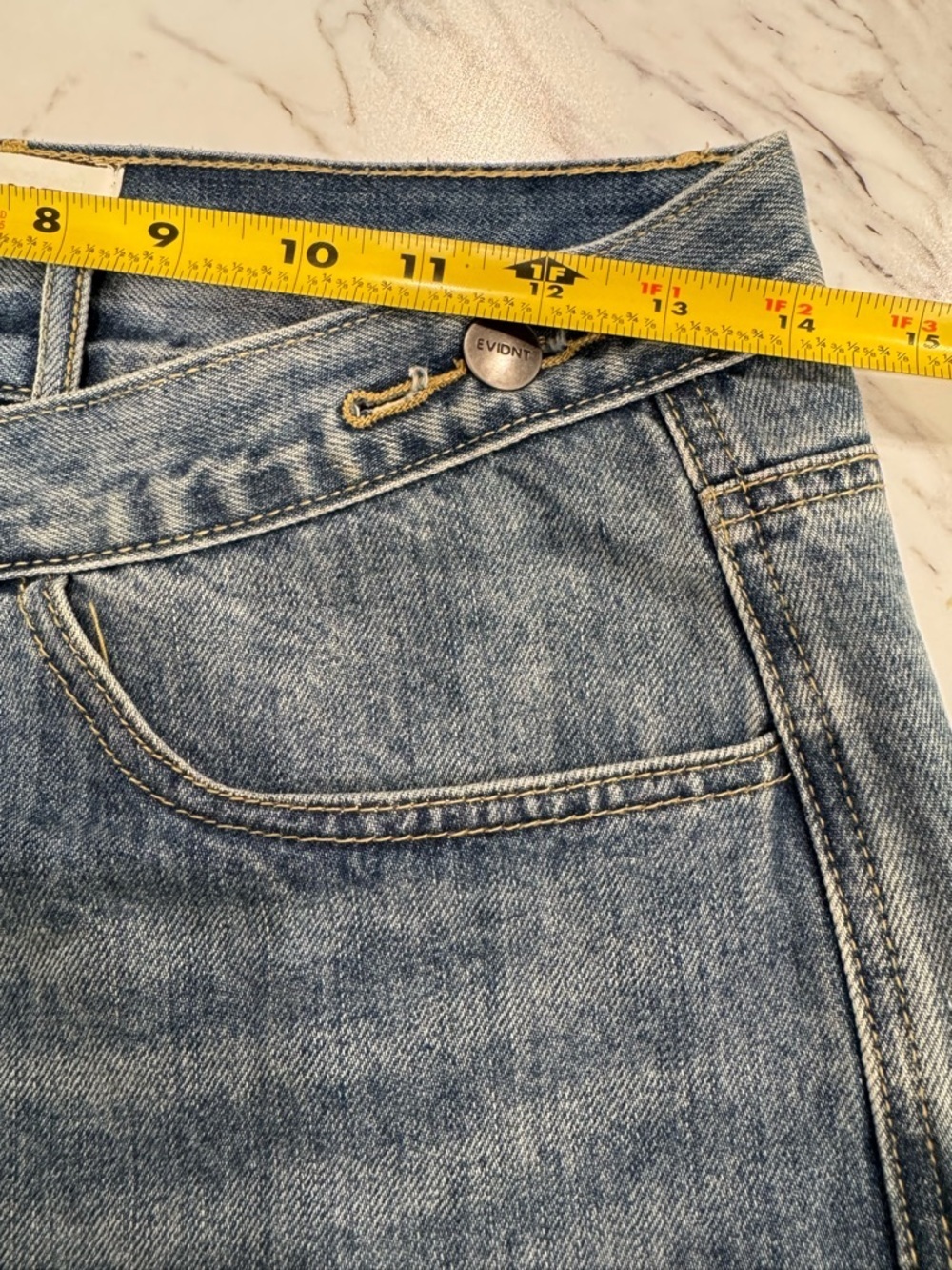 EVIDNT LOS ANGELES Women's blue Denim Asymmetric Wrap Skirt Sz 26 - Picture 8 of 13